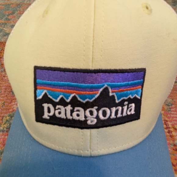 Patagonia P6 Light Yellow and Blue Logo Trucker Hat OS - Picture 2 of 5